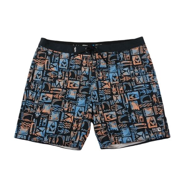 Salt Life‎ Tiki Waves Board Shorts Mens 40 Black Vapor Stretch SLX-QD $58 - Picture 1 of 9